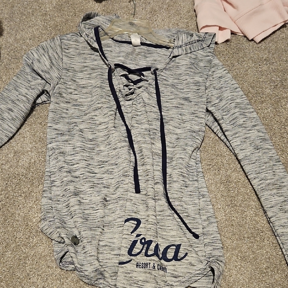 Gray Long Sleeve Lace-Up Top From Circa
